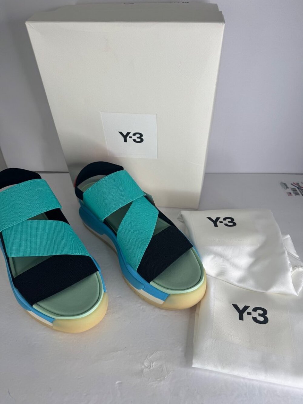 Y-3 Hokori Sandal GX1056 Black Mint‎ Platform Sport Style Men's F 43 1\3 US 9.5 - Picture 2 of 8